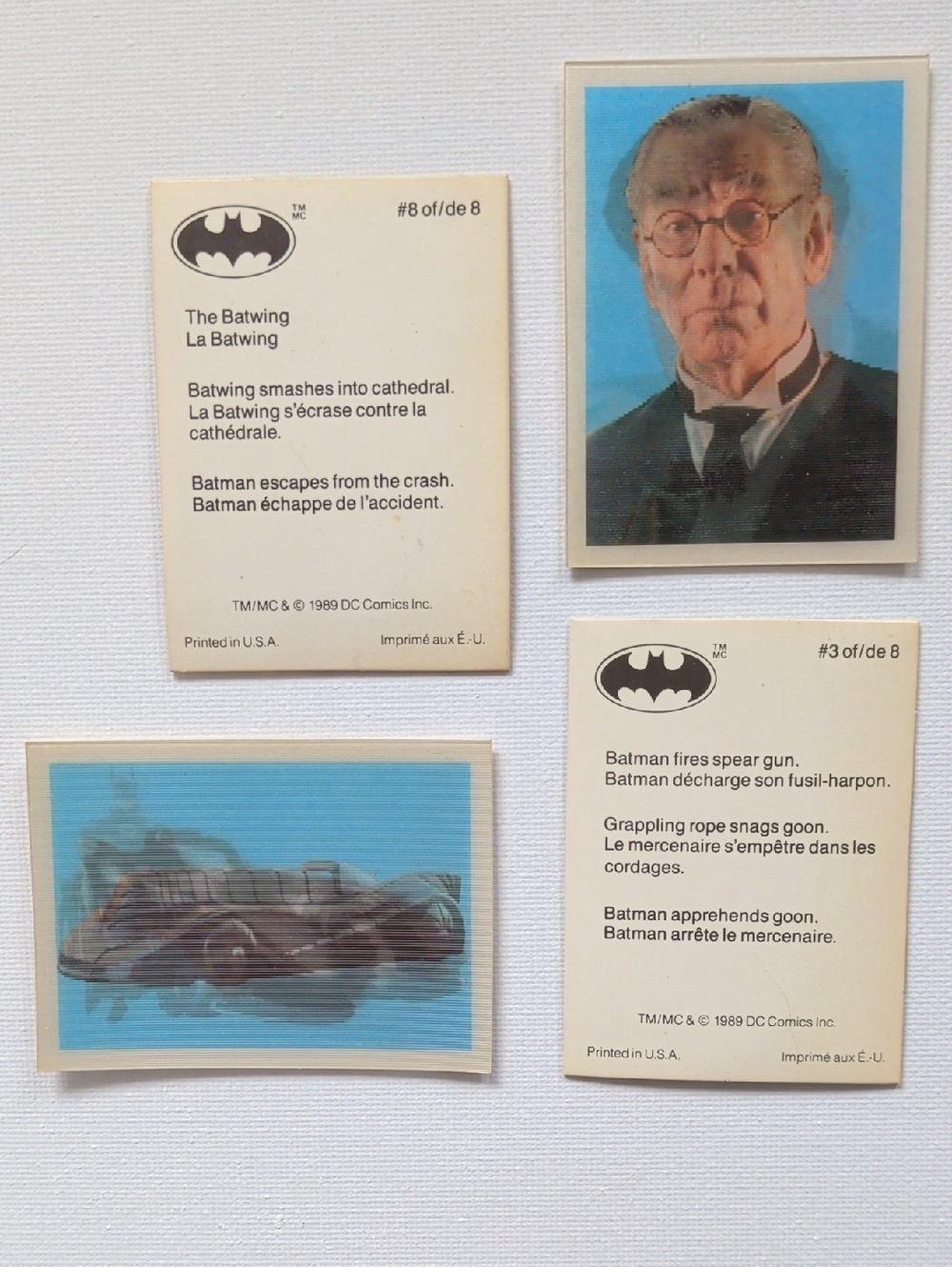 (4) DC Comics "Box Bottom"  Batman 1989 Lenticular Small cards